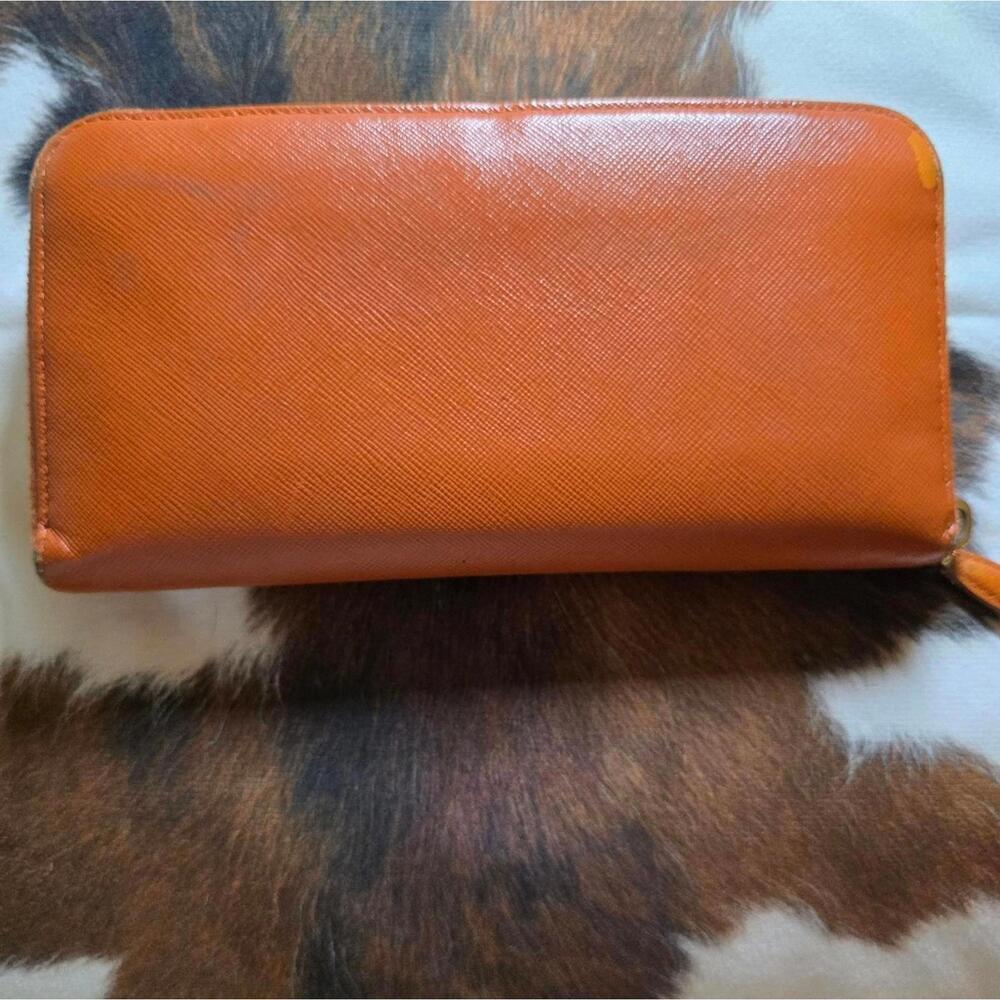 Authentic Orange Prada Zip Wallet - image 5
